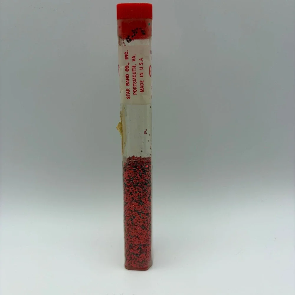 Vintage Red Glitter Star Band Co‎ Inc Non Tarnishing Aluminum Glitter 7/8 Oz